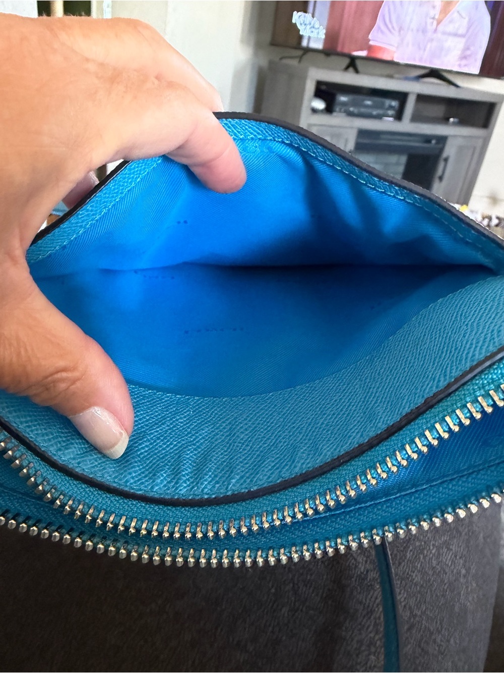 COACH Pebbled Leather Crossbody in Turquoise Blue - Picture 13 of 13